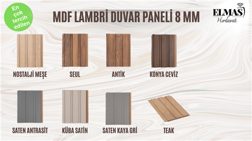 LAMBRİ PANEL EKO 12.5 CM X 280 CM X 8 MM ( ÜRÜNÜN RENGİNİ YA DA KODUNU BELİRTMEYİ UNUTMAYINIZ )
